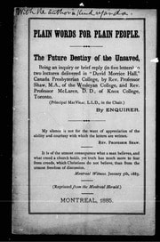 Cover of Plain words for plain people [microform]