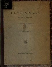Cover of Clarus saga. Clari fabella. Islandice et latine. Edidit G. Cederschiöld