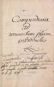Cover of Compendiaria ad universam ph[ilosoph]iam introductio [manuscript]