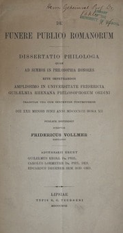 Cover of De funere publico Romanorum