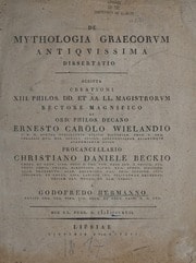 Cover of De mythologia Graecorum antiquissima