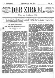 Cover of Der Zirkel 11 (1881)