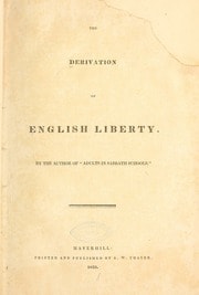 Cover of The derivation of English liberty