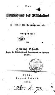 Cover of Der mysticismus des mittelalters in seiner entstehungsperiode