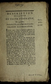 Cover of Description de la fête du pacte fédératif, du 14 juillet [1790]