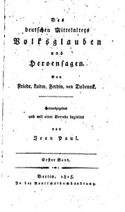 Cover of Des deutschen mittelalters volksglauben und heroensagen