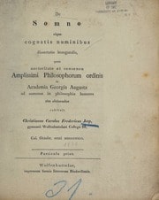 Cover of De somno eique cognatis numinibus