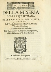 Cover of Dialogo della miseria della vita hvmana et della certezza della vita eterna