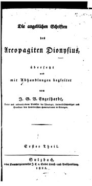 Cover of Die angeblichen Schriften des Areopagiten Dionysius