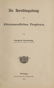 Cover of Die Berufsbegabung der alttestamentlichen Propheten