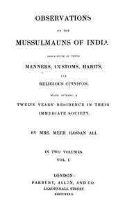 Cover of Observations On The Mussulmauns Of India Vol-i