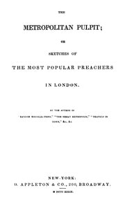 Cover of The metropolitan pulpit