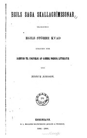 Cover of Egils saga Skallagrímssonar tilligemed Egils större kvad udgiven for Samfund til udgivelse af gammel nordisk litteratur ved Finnur Jónsson