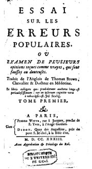 Cover of Essai sur les erreurs populaires
