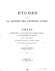 Cover of Études sur la chanson des "Enfances Vivien"