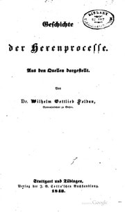 Cover of Geschichte der Hexenprocesse. Aus den Quellen dargestellt