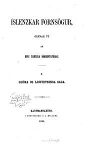 Cover of Íslenzkar fornsögur, gefnar út af Hinu íslenzka bókmentafèlagi. I. Glúma og Ljósvetninga saga