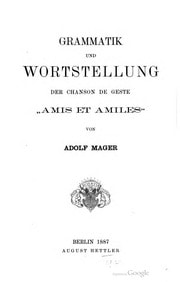 Cover of Grammatik und Wortstellung der chanson de geste "Amis et Amiles"