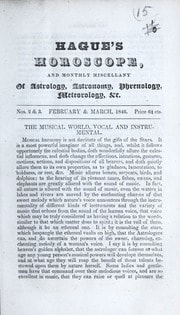 Cover of Hague's horoscope and scientific and prophetic messenger