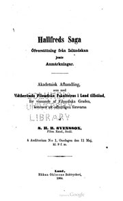 Cover of Hallfreds saga. Öfversättning från isländskan jemte anmärkningar