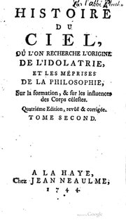 Cover of Histoire du ciel, où l'on recherche l'origine de l'idolatrie
