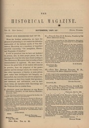Cover of The Historical Magazine, and Notes & Queries Concerning the Antiquities, History and Biography of America [Extra Number] (November, 1867)