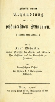Cover of Historisch-kritische Abhandlung über die phönicischen Mysterien