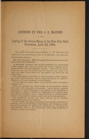 Cover of Address delivered by J.E. McComb grand orator, on occasion of laying of corner stone of the new City Hall of Galveston, March 22, 1888