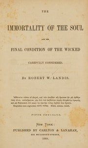 Cover of The immortality of the soul