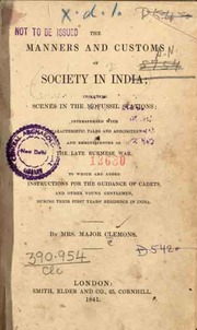 Cover of Manners and customs of society in India