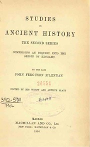 Cover of Studies in ancient History