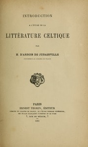 Cover of Introduction a l'etude de la litterature celtique