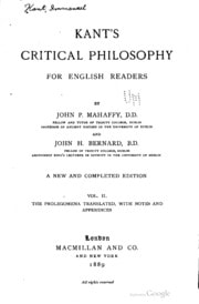 Cover of Kant's critical philosophy for English readers
