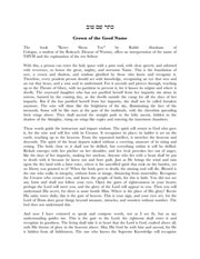 Cover of Keter Shem Tov: Crown of the Good Name
