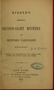 Cover of Kirbye's original second-sight mystery and pretended clairvoyance exposed