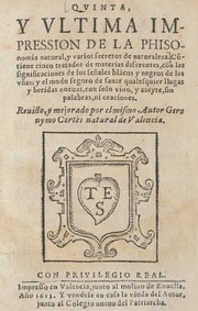 Cover of Qvinta, y vltima impression de la Phisonomia natural