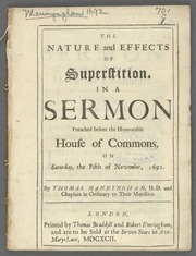 Cover of The nature and effects of superstition