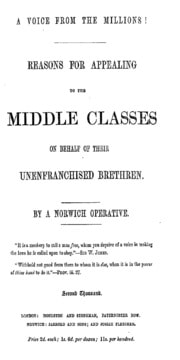 Cover of A voice from the millions! reasons for appealing to the middle classes on behalf of their unenfranchised brethren