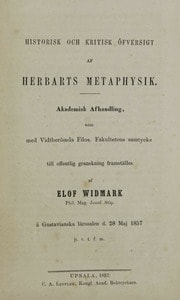 Cover of Historisk och kritisk öfversight af Herbarts Metaphysik