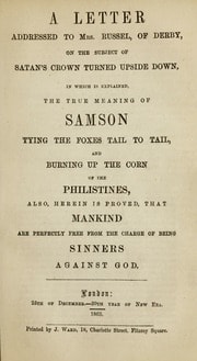 Cover of A letter addressed to Mrs. Russel, of Derby, on the subject of Satan's crown turned upside down