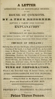 Cover of A letter addressed to an honourable member of the house of Commons
