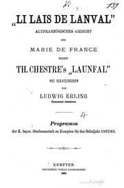 Cover of "Li lais de Lanval", altfranzösisches Gedicht der Marie de France nebst Th. Chestre's "Launfal" neu herausgegeben von Ludwig Erling