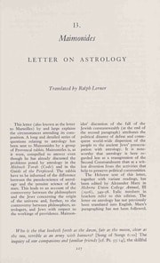 Cover of Maimonides ''Letter On Astrology''