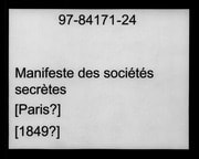 Cover of Manifeste des sociétés secrètes [microform]