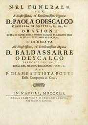 Cover of Nel funerale per l'illustrissima, ed eccellentissima Signora D. Paola Odescalco, duchessa di Gravina, &c., &c., &c