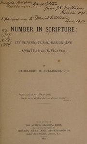 Cover of Number in Scripture, Its Supernatural Design And Spiritual Significance (1894)