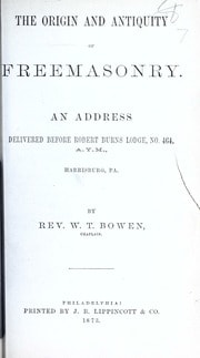 Cover of The origin and antiquity of Freemasonry
