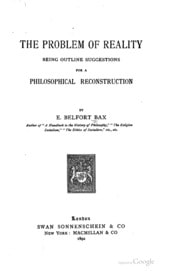 Cover of The problem of reality; eing outline suggestions for a philosophical reconstruction