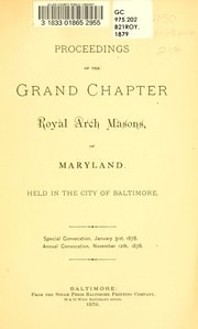 Cover of Proceedings of the Grand Chapter of Royal Arch Masons of Maryland