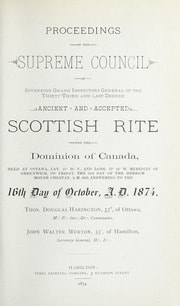 Cover of Proceedings of the Supreme Council of Canada Annual Session for 1874
